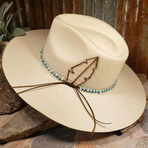 Stylish Cream Western Hat with Feather Detail Charlie Horse